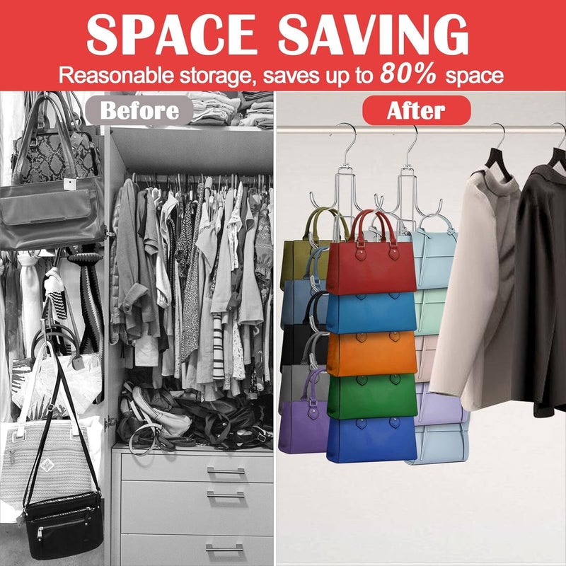 NAKBINX Purse Organizer for Closet, Collapsible Metal Purse Hanger Organizer, Rotation Handbag Rack and Holder for Better Display, Foldable Bag Hangers Space Saving for Belt, Scarve, Tie, 1Pack - Image 4